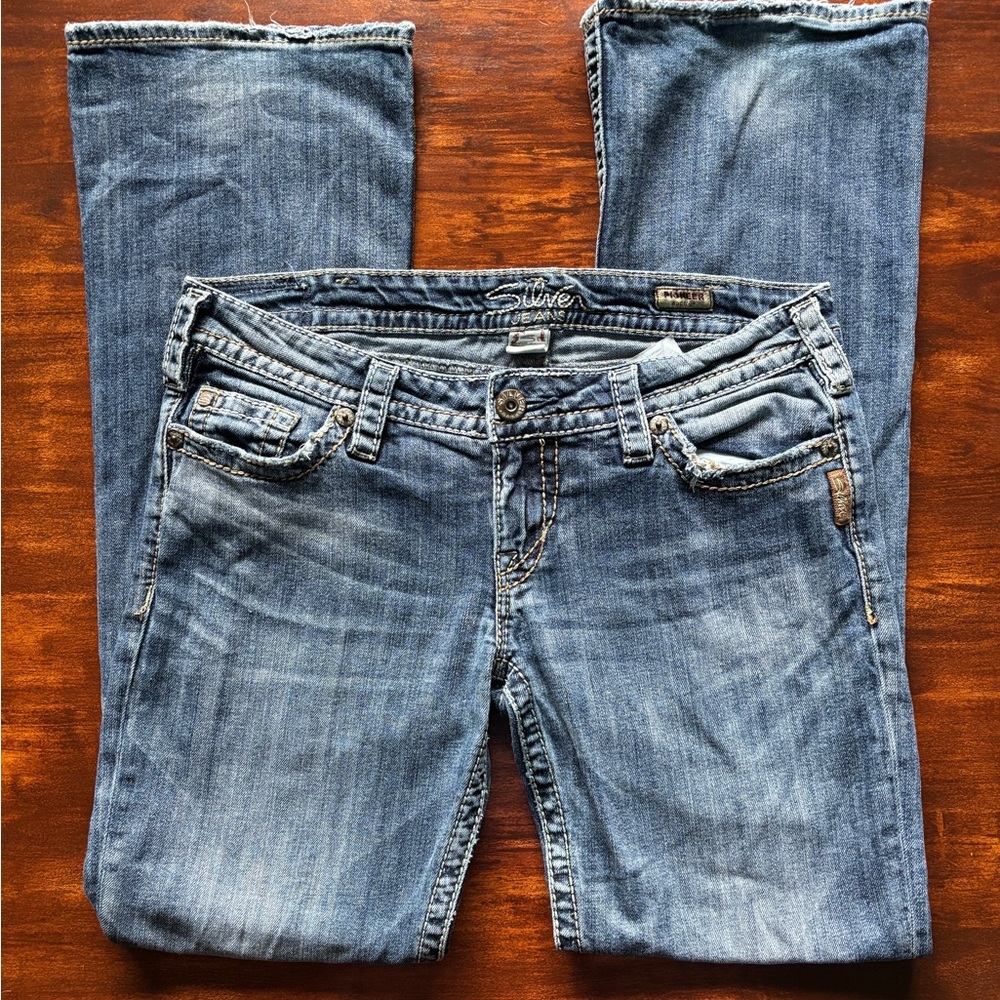 Silver Jeans Pioneer Bootcut Distressed Denim Blue Women’s 31 x 33